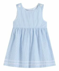 Buy ✔️ Lil Cactus Light Blue & White Seersucker Button A-Line 👗 Dress - Infant For Baby & Maternity 🎉